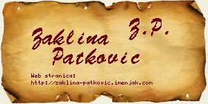 Žaklina Patković vizit kartica